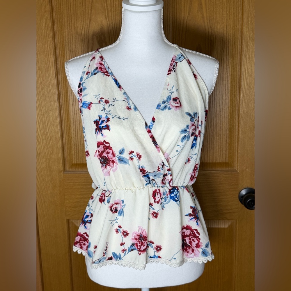 Daytrip Floral Wrap Top - Cream and Pink